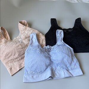 Rhonda Shear Ahh Lace Wireless Bralette Set of 3